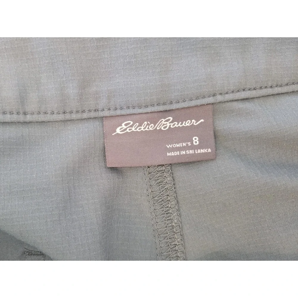 Eddie Bauer Womens Ripstop Crop Pant Capri Zip Pocket Gray Size 8